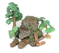 Talking Turtle Small World Scenery Set - 10 Piece Realistic Rocks, Logs, and Trees Play Figures for Small World Imaginative Playtime - Ideal for Kids