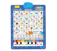Talking Wall Chart For Kids, Alphabet Poster For Kids, English & Spanish Learning Poster With Songs, Abcs, Numbers, Animal Words & Piano, Interactive Educational Toy (Blue)