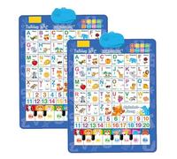 Talking Wall Chart For Kids, Alphabet Poster For Kids, English & Spanish Learning Poster With Songs, Abcs, Numbers, Animal Words & Piano, Interactive Educational Toy (Blue-2PCS)