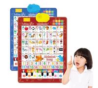 Talking Wall Charts,Paper Alphabet Chart, Interactive Bilingual Taking Toy Con Musica, For Spanish, English, Language Development, Classroom (red+blue)