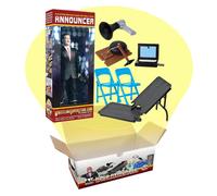 Talking Wrestling Ring Announcer & Accessory Set for WWE & AEW Wrestling Action Figures