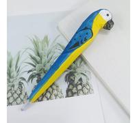 TALKLEK 1PCS Handmade Wood Carved Hyacinth Macaw Gel Pen with 3 PCS Refills | Hyacinth Macaw, Creative Hand Crafted Pen School Office Supply, Fun Novelty Writing Pen, Unique Gift Style
