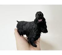TALKLEK Realistic Resin Cocker Spaniel Figurine Gifts, Dog Memorial Figurines, Car Decor, Collectible Dog Statue Figure Sculpture, Gifts for Cocker Spaniel Lover (Black, L: 6" x W: 2.36" x H: 4.84")