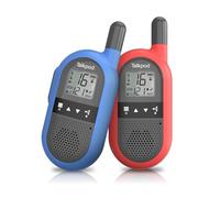 Talkpod F40 Walkie Talkies for Adults Kids Long Range, Rechargeable Walky Talky Radio 2 Pack with Built-In Li-ion Battery, VOX 16 Channels LCD Display for Adventures, Camping, Hiking (Red ＆ Green)