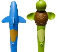 TalkTools Jiggler - Oral Facial Massager - Sensory Awareness Tool for Jaw and Lips | Improve Speech and Feeding Skills | Calming Motor for Kids - Shark/Turtle - Set of 2