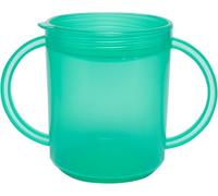 TalkTools Recessed Lid Cup with Handles - Leak Proof | Promotes Oral Motor Skills, Lip Closure, and Self Feeding | Alternative to Sippy Bottle | Food Grade Materials | Dishwasher Safe (Green)