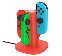 Talkworks Joy Con Charging Dock for Nintendo Switch - Docking Station Charges Up to 4 Joy-Con Controllers Simultaneously (Controllers Not Included) - Red - Nintendo Switch