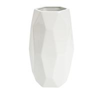 Tall 10 Inch Glossy White Ceramic Vases for Modern Home Decor, 25 CM Tall Large Geometric Design Decorative Flowers Vase with Opening of 9 CM