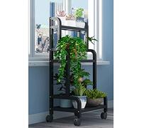 Tall 3-Tier Metal Plant Display Stand - Movable Indoor Flower Rack Holder, Multi-Layer Plant Support for Home, Garden & Office (100x40x107cm)