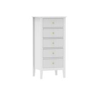 Tall 5 Drawer Bedside Table - Hales White Range Melody Maison Beige One Size