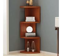 Tall 62.9" Industrial Corner Bookshelf - 3-Tier Open Display Shelf for Home Office Living Room & Bedroom - Stylish Teak Storage Rack Space-Saving Corner Bookcase