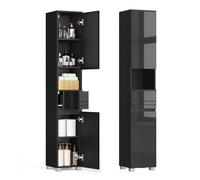 Tall and Slim Bathroom Storage Cabinet, Ink Black