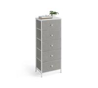Tall and Slim Chest of 4 Fabric Drawers, Dove Grey and Cream White / 5 Drawers(29.8D x 112.3H cm)