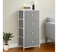 Tall and Slim Chest of 4 Fabric Drawers, Light Grey + White / 4 Drawers(30D x 91.7H cm)