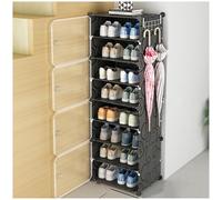 Tall and Slim Dustproof Shoe Rack Interwoven Shoe Cabinet with Door Modular Storage Unit for Shoes Black 127x32x44cm Space Saving Solution for Home Storage