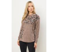 Tall Animal Embellished Jumper Long Tall Sally Brown 10