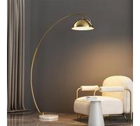 Tall Arched Metal Floor Lamp - Elegant Vertical Lamp with Marble Base and Foot Switch