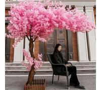 Tall Artificial Cherry Blossom Tree,Tall Fake Tree with Natural Wood Trunk and Lifelike Flowers for Home Office Party Wedding Decor Light Pink Indoor Outdoor Wedding Fake,001,1.2x1m/3.9x3.2ft