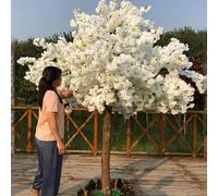 Tall artificial plants Large Artificial Cherry Blossom Tree, Simulation Plant White Peach Tree Wishing Tree Fake Silk Flower, For Indoor Outdoor Office Home Decor, Free Maintenance(2x2m/6.6x6.6ft)