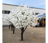Tall artificial plants White Cherry blossoms Artificial Cherry Blossom Tree With Silk Blossoms+Iron Base， Lifelike Fake Plant For Indoor/Outdoor Hotel Decoration，Maintenance-free(2 * 1.5m/78 * 59in)