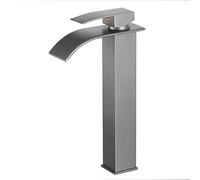 Tall Basin Mixer Tap Black Waterfall Hot and Cold Waterfall Bathroom Tap Single Lever Basin Mixer Black(d) (d) LWX