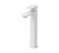 Tall Basin Mixer Tap - High Rise Square Single Lever Tap - Matt White