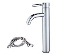 Tall Basin Mixer Taps,XBMY High Rise Single Lever Chrome Brass Countertop Bathroom Sink Tap for Cloakroom&Washroom