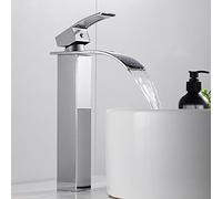Tall Basin Taps Single Handle Waterfall High Rise Basin Mixer Tap Brass Sink Taps for Bathroom with Ceramic Valve Grey(Copper Grey) (Copper) LWX