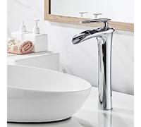Tall Basin Taps Waterfall Single Lever Tall Taps for Countertop Basin G1/2 Waterfall Mixer,Chrome
