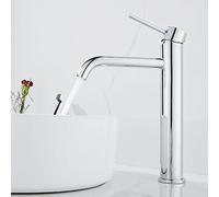 Tall Bathroom Basin Mixer Tap, High Rise Bathroom Sink Tap, Chrome | High Spout Faucet for Counter-top Basin, Modern Style, Flexible Hoses, Stainless Steel