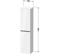 Tall Bathroom Cabinet Duravit D-Neo right-hand door, black diamond handle 1760mm Linen Matt DE1328RBD750000