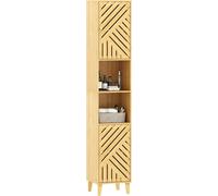Tall Bathroom Cabinet Slim Bamboo Storage Cupboard Shelves Freestanding Unit