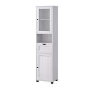 Vasagle Tall Bathroom Cabinet Free Standing, Slim Bathroom Cupboard, With Open Shelf, Glass Door, Water-Resistant Feet