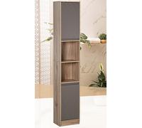 Tall Bathroom Cabinet Slim Cupboard Storage Unit Freestanding Tallboy Grey