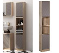 Tall Bathroom Cabinet Slim Floor Freestanding Cupboard Storage Unit Tallboy Grey