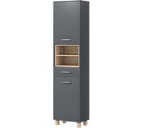 Tall Bathroom Cabinet Slim Freestanding Cupboard Storage Unit Tallboy Grey