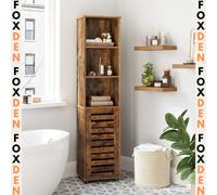 Tall Bathroom Cabinet Storage Unit Rustic Slim Tallboy Cupboard Door Shelves NEW