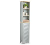Tall Bathroom Cabinet Tallboy | Slim Grey Storage Cupboard & 6 Shelves | VonHaus