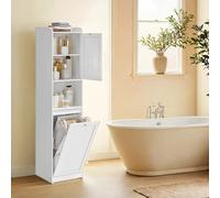 Tall Bathroom Cabinet with Laundry Basket Cloud White