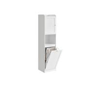 Tall Bathroom Cabinet with Laundry Basket Cloud White