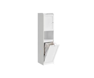 Tall Bathroom Cabinet with Laundry Basket Cloud White