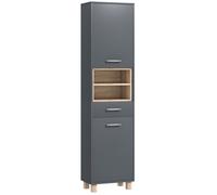 Tall Bathroom Storage Cabinet Shelves Drawer Freestanding Unit Grey