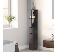 HOMCOM Tall Bathroom Storage Cabinet w/ Shelf and Drawers, Brown, Brown