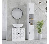 kleankin Tall Bathroom Storage Cabinet with Soft Close Mechanism, White