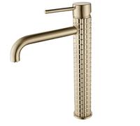Tall Bathroom Vessel Sink Tap Bathroom Basin Tap Bathroom Sink Tap Bright Gold Basin Taps High Rise Bathroom Sink Taps with G1/2 Hoses