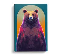 Tall Bear Canvas Print | Gallery Wrapped 30mm Frame Wall Art | 30x20 inches | Ready to Hang | Modern Animals Picture | Living Room Bedroom Lounge Office