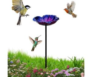 Tall Bird Bath, Weather Resistant Water Cup with a Petal Design, 65 cm Height Bird Bath, for Window, Patio, Backyard, Balcony, Railing, Floor, Pool