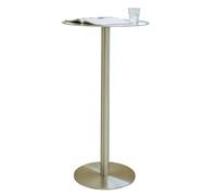 Tall Bistro Pub Table, Stainless Steel Frame Breakfast Bar Modern Dining Table Snack Table Coffee Table Tea Table Nightstand Sofa Table Work Table (Size:60x95cm)