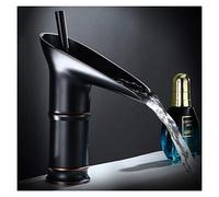 Tall Black Countertop Basin Mixer Tap - Single Handle Faucet for Kitchen & Bathroom Sink, Hot & Cold Water, Slish 24cm Height, Modern Design, Quali