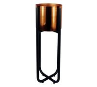 Leaf Metal Planter, Black, Copper, 62cm